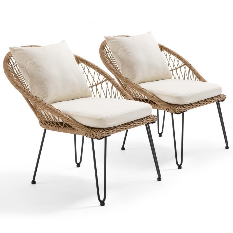 Poltrona da giardino in rattan sintetico con cuscini - Set di 2