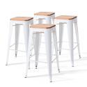 Set di 4 sgabelli da bar opachi e legno (43 x 43 x 76 cm)