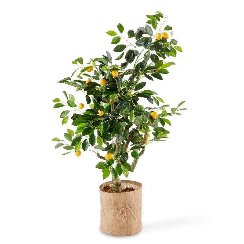 Albero di limone artificiale in vaso, altezza 115 cm