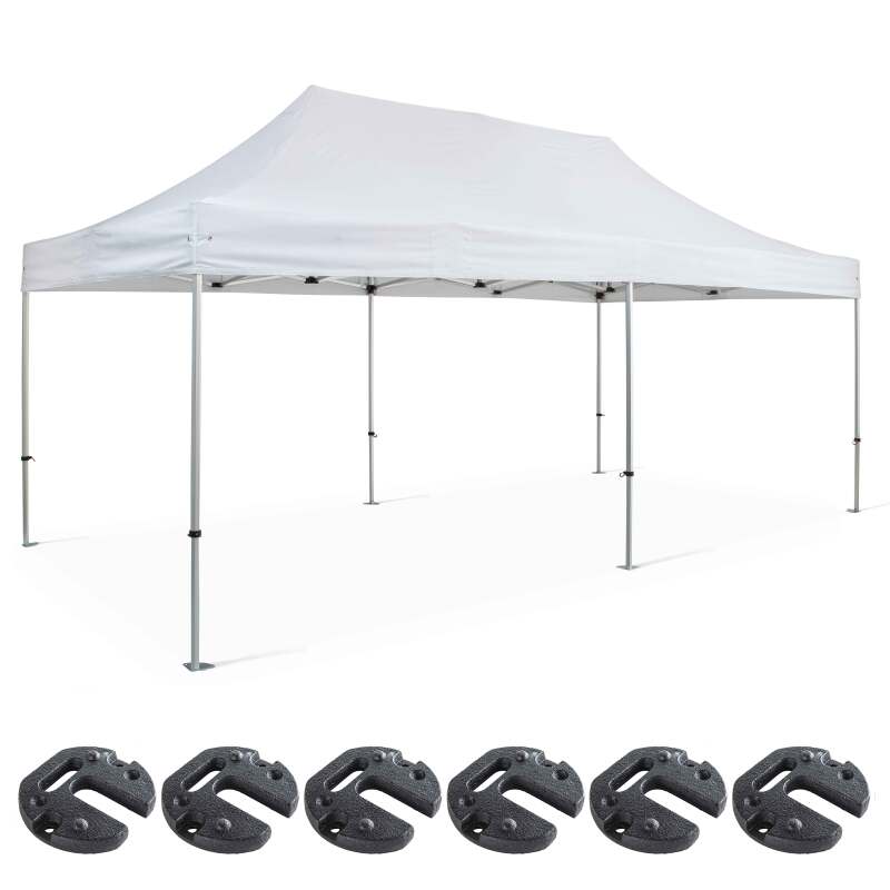 Set Gazebo pieghevole 3x6m 300g/m² 40mm + 6 zavorre