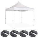 Set Gazebo pieghevole 4x4m 300g/m² 40mm + 4 zavorre