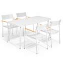 Table de jardin rectangulaire 150 x 75 cm avec 4 chaises avec accoudoirs en aluminium et bois