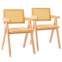 Set di 2 sedie con braccioli in rattan naturale e legno massello FSC®