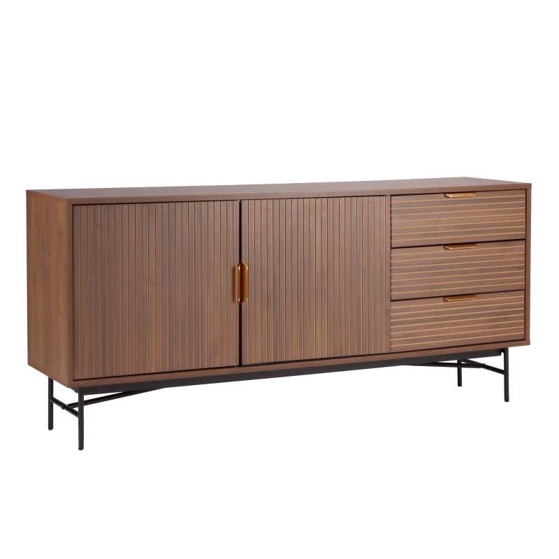 Credenza con 2 ante e 3 cassetti in melaminico e acciaio 160 cm