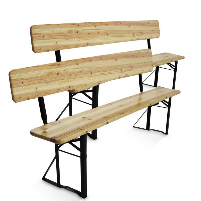 Set di 2 panche da brasserie pieghevoli in legno con schienale - 180 cm