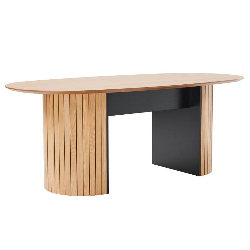 Tavolo da pranzo con piano in MDF impiallacciato rovere FSC® per 10 persone