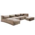 Mobile da giardino componibile con 2 chaise longue, 1 poltrona angolare, 1 chaise longue e 1 pouf 