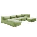 Mobile da giardino componibile con 2 chaise longue, 1 poltrona angolare, 1 chaise longue e 1 pouf 