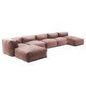 Mobile da giardino componibile con 3 chaise longue, 1 poltrona angolare, 1 chaise longue e 1 pouf 