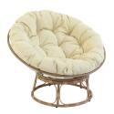 Poltrona Papasan in acciaio e rattan sintetico con cuscino